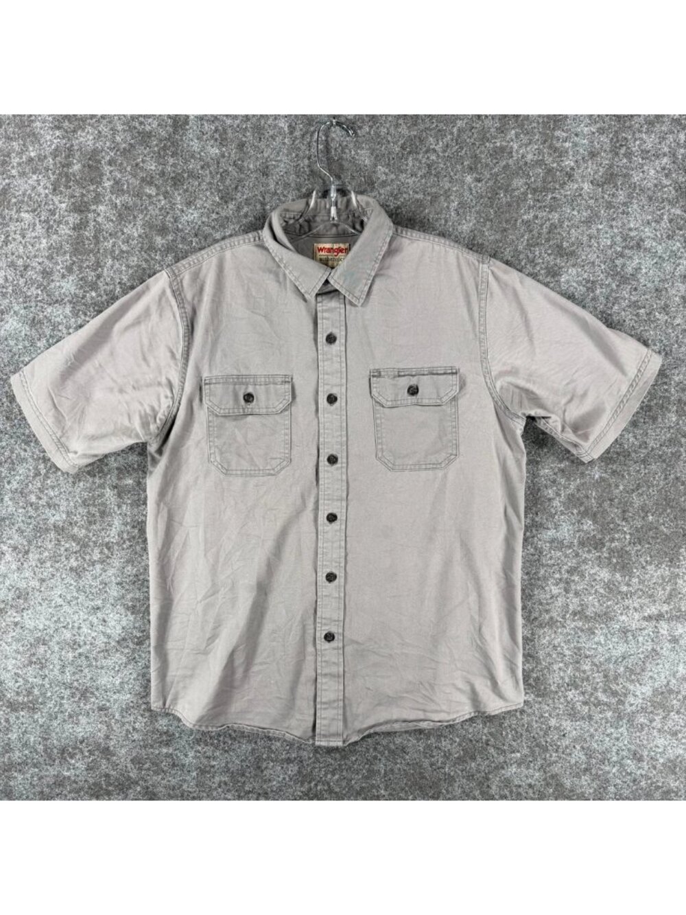 Wrangler Authentics Button Up Shirt‎ Mens M Gray Classic Western Short-Sleeve